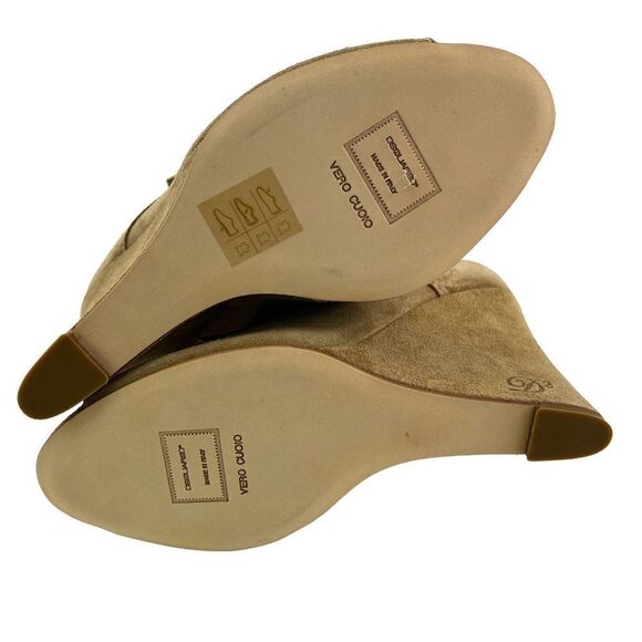 New Dsquared2 Women Shoes US 9 Booties Suede Leather Peep Toe Wedge Heel Lace-Up - Picture 15 of 17